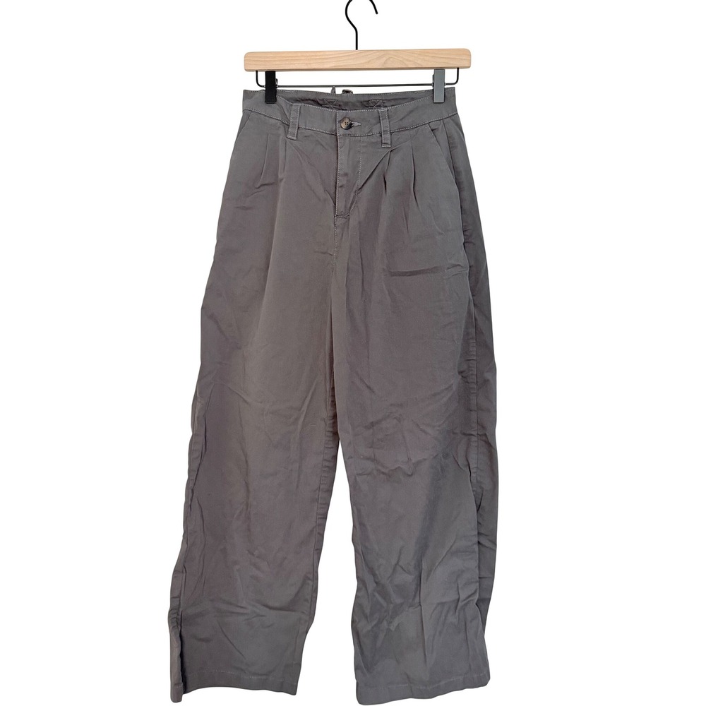 Women's PACT Organic Cotton Gray Trousers Pants High Waist Cargo SZ S